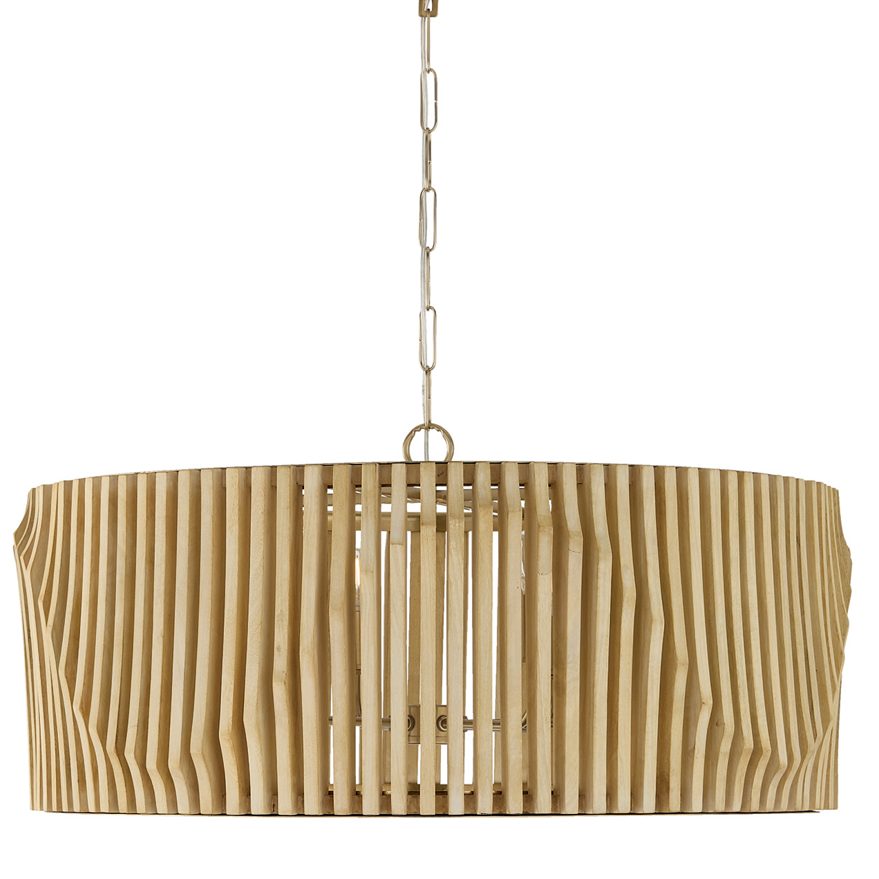 Photos - Chandelier / Lamp Archer Capital Lighting 344664  6 Light 33" Wide Wood Pendant Blonde Wood / Matte Brass Indoor Lighting Pendants 344664BWB 