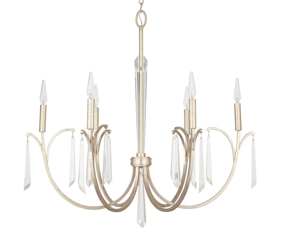 Photos - Chandelier / Lamp Wide Capital Lighting 437061 Gwyneth 6 Light 34"  Crystal Chandelier Winter Gold Indoor Lighting Chandeliers 437061WG 