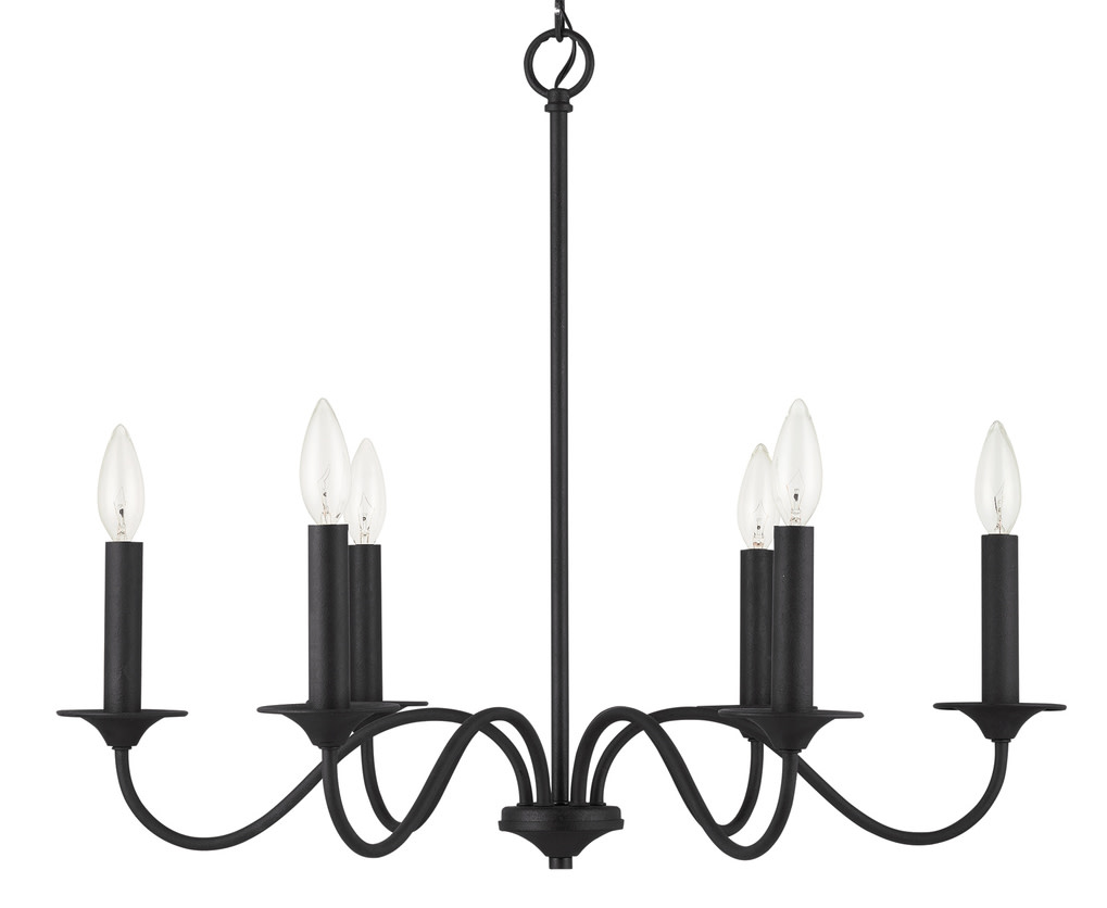 Photos - Chandelier / Lamp Vincent Capital Lighting 437261  6 Light 26" Wide Taper Candle Chandelier Black Iron Indoor Lighting Chandeliers 437261BI 