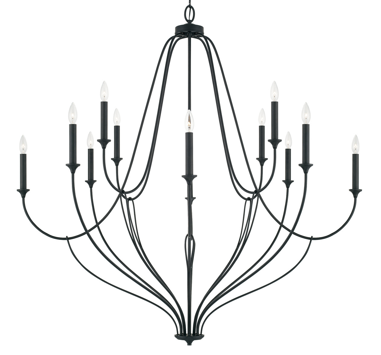 Photos - Chandelier / Lamp Bentley Capital Lighting 441601  12 Light 52" Wide Taper Candle Chandelier Black Iron Indoor Lighting Chandeliers 441601BI 