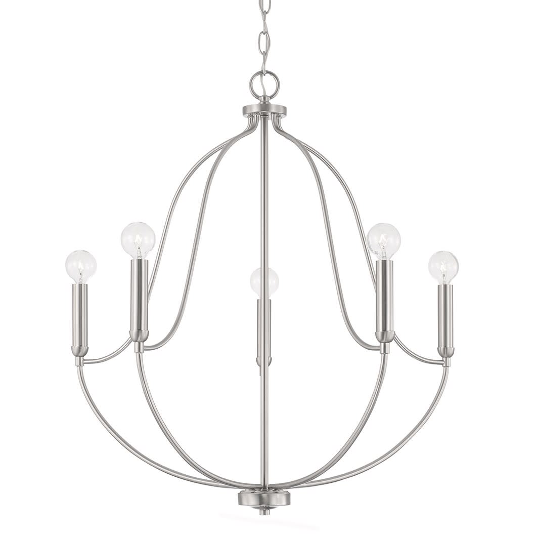 Photos - Chandelier / Lamp Madison Capital Lighting 447051  5 Light 25" Wide Abstract Chandelier Brushed Nickel Indoor Lighting Chandeliers 447051BN 