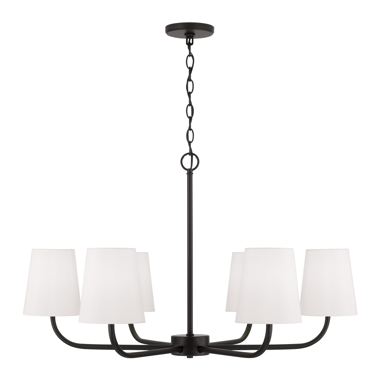 Photos - Chandelier / Lamp Wide Capital Lighting 449462-706 Brody 6 Light 35"  Chandelier with White Fabric Shades Matte Black Indoor Lighting Chandelie 