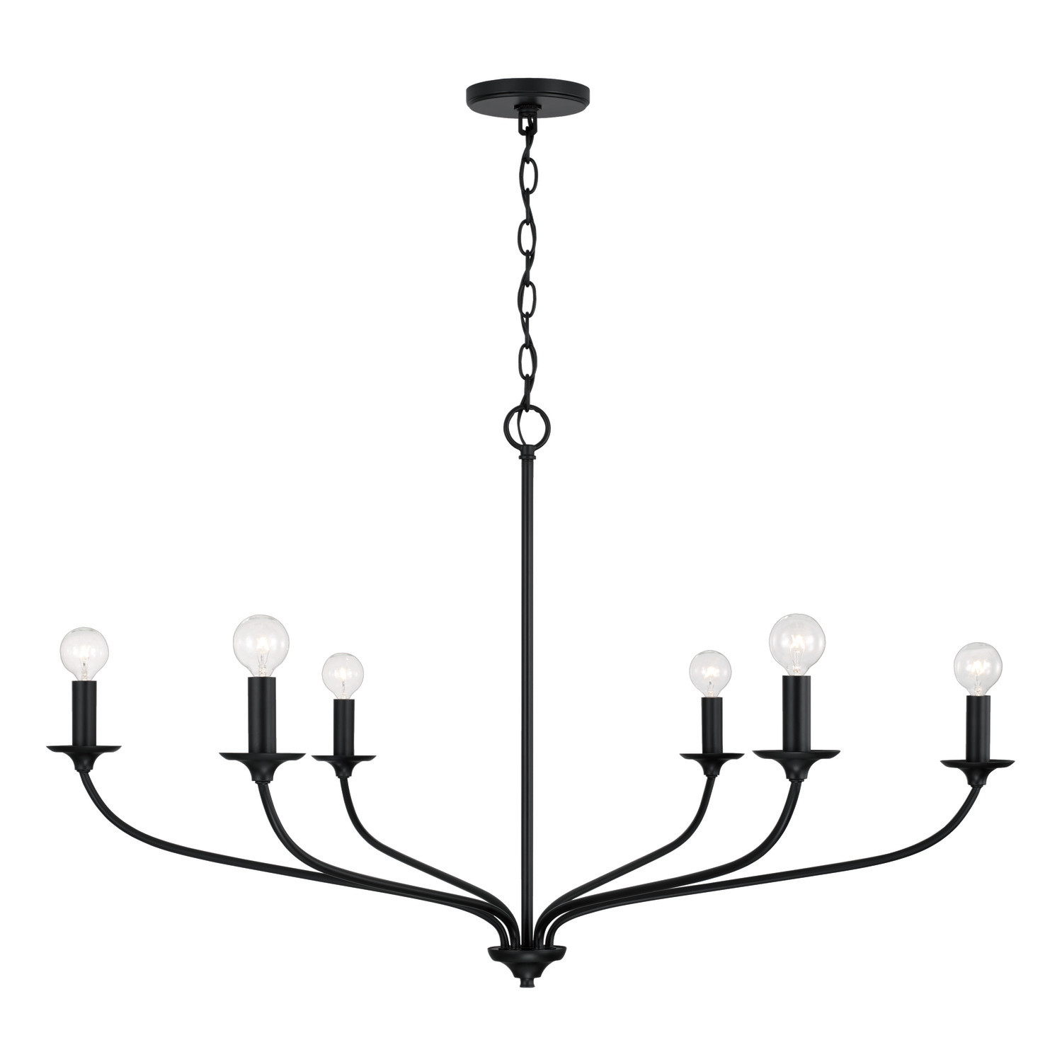 Photos - Chandelier / Lamp Wide Capital Lighting 449961 Dolan 6 Light 40"  Candle Style Chandelier Matte Black Indoor Lighting Chandeliers 449961MB 