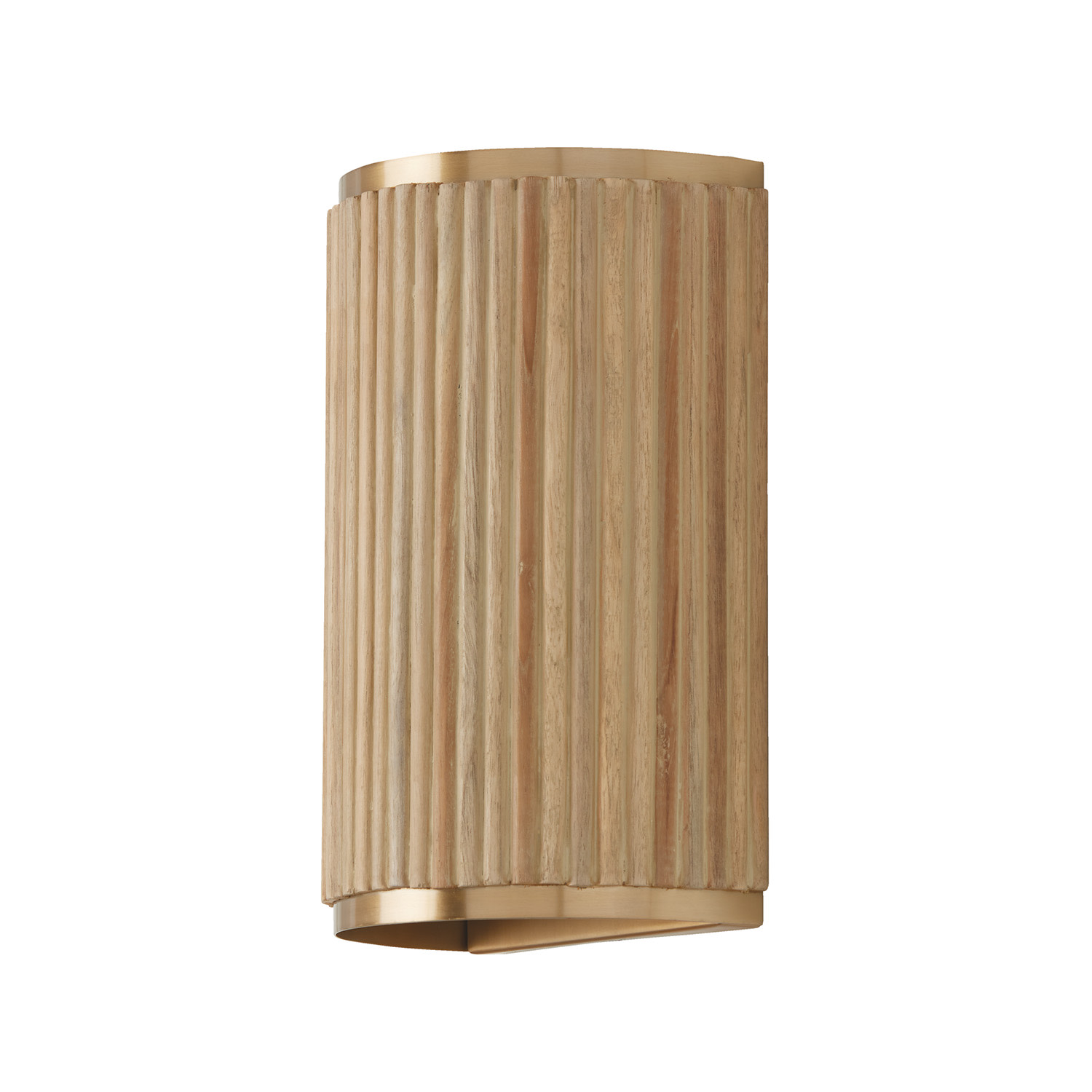 Photos - Chandelier / Lamp Capital Lighting 650721 Donovan 2 Light 12" Tall Wall Sconce with Mango Wood Shade White Wash / Matte Brass Indoor Lighting