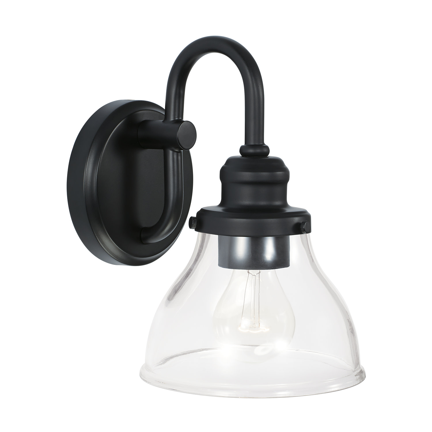 Photos - Chandelier / Lamp Clear Capital Lighting 8301-461 Baxter 10" Tall Bathroom Sconce with  Glass Shade Matte Black Indoor Lighting Bathroom Fixtur 