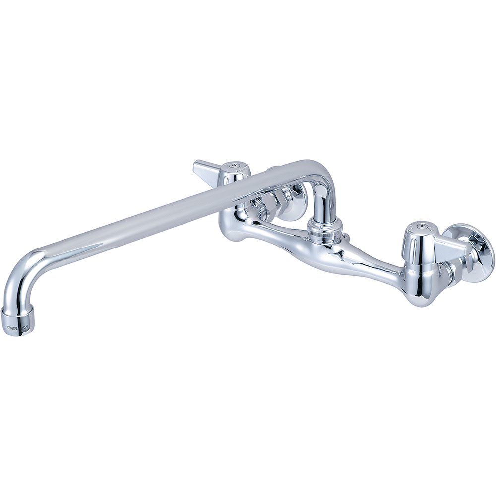 Photos - Tap Central Brass 0047-UA4 1.5 GPM Wall Mounted Kitchen Faucet with 14" Swivel Spout and Lever Handles Polished Chrome Faucet Ki 