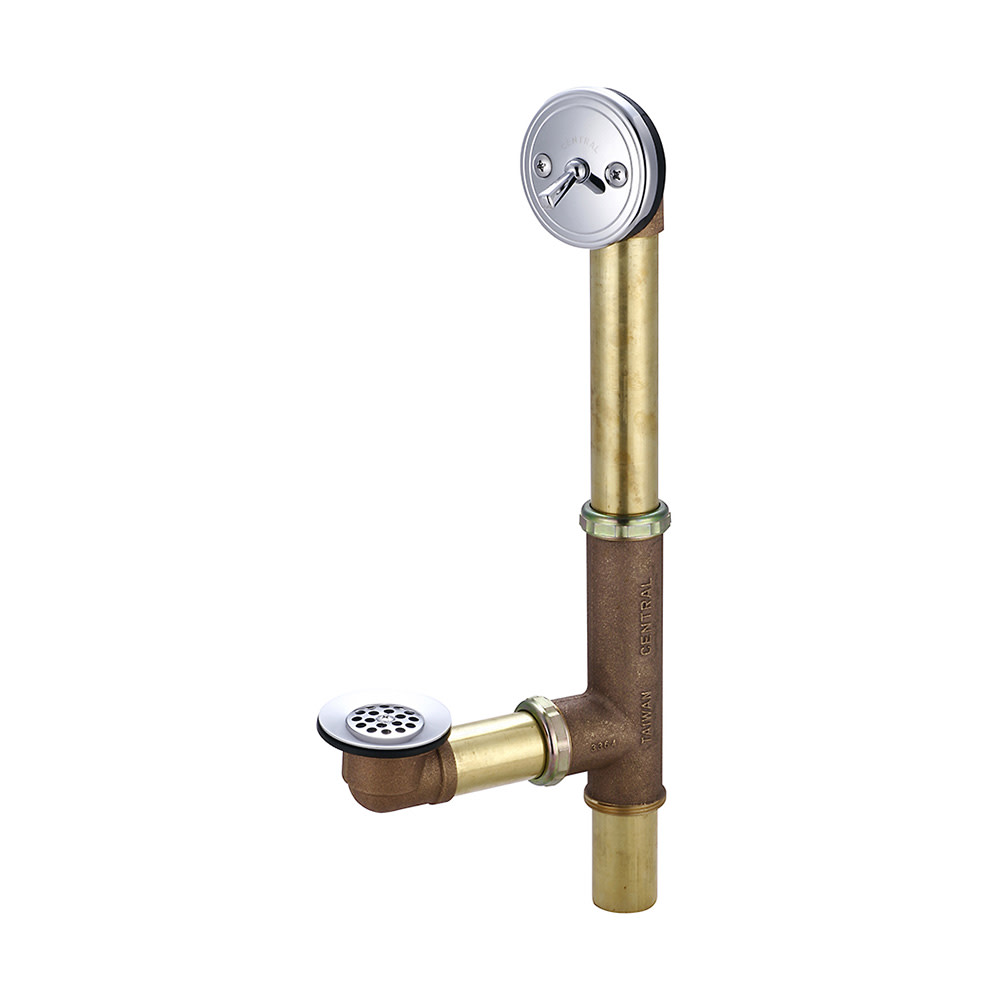 Photos - Pipe Trap Central Brass 1655 Multi-Tub Trip Lever Bath Drain with Heavy Pattern Tee and Top Ell Polished Chrome Bath and Shower Access 