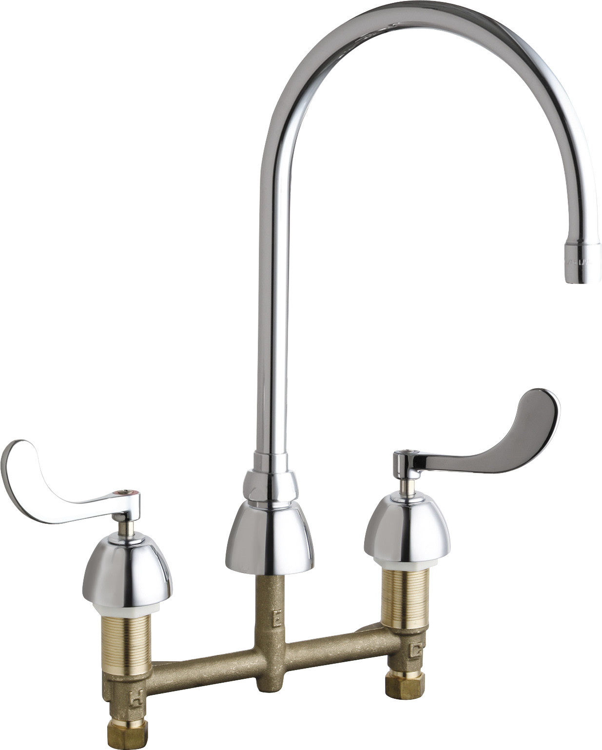 Photos - Tap Chicago Faucets 786-GN8AE3AB Commercial Grade High Arch Kitchen Faucet with Wrist Blade Handles - 8" Faucet Centers Chrome F