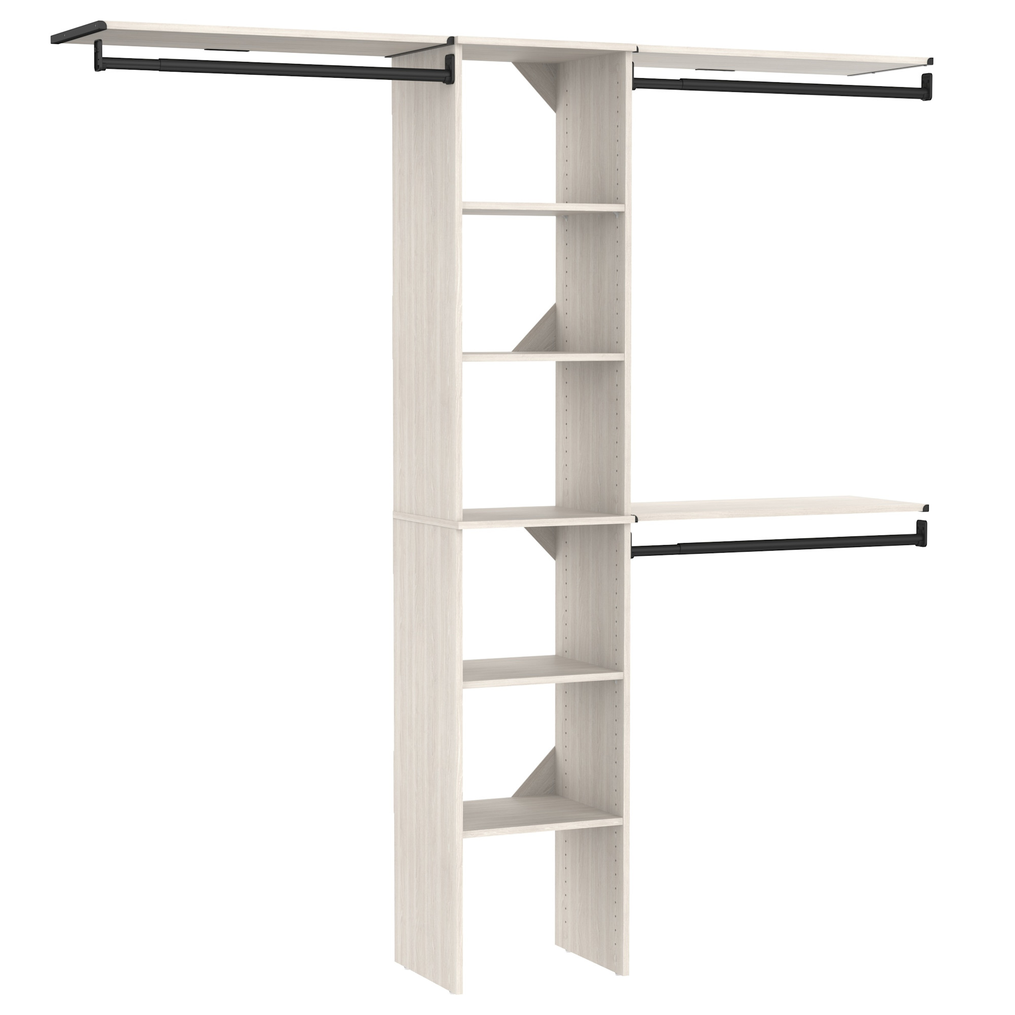 ClosetMaid SS16-COS SuiteSymphony 6 to 9 Foot Wide Closet Organization Shelving System Kit with 7 Shelves and 3 Hanging Rods White Timber Storage and