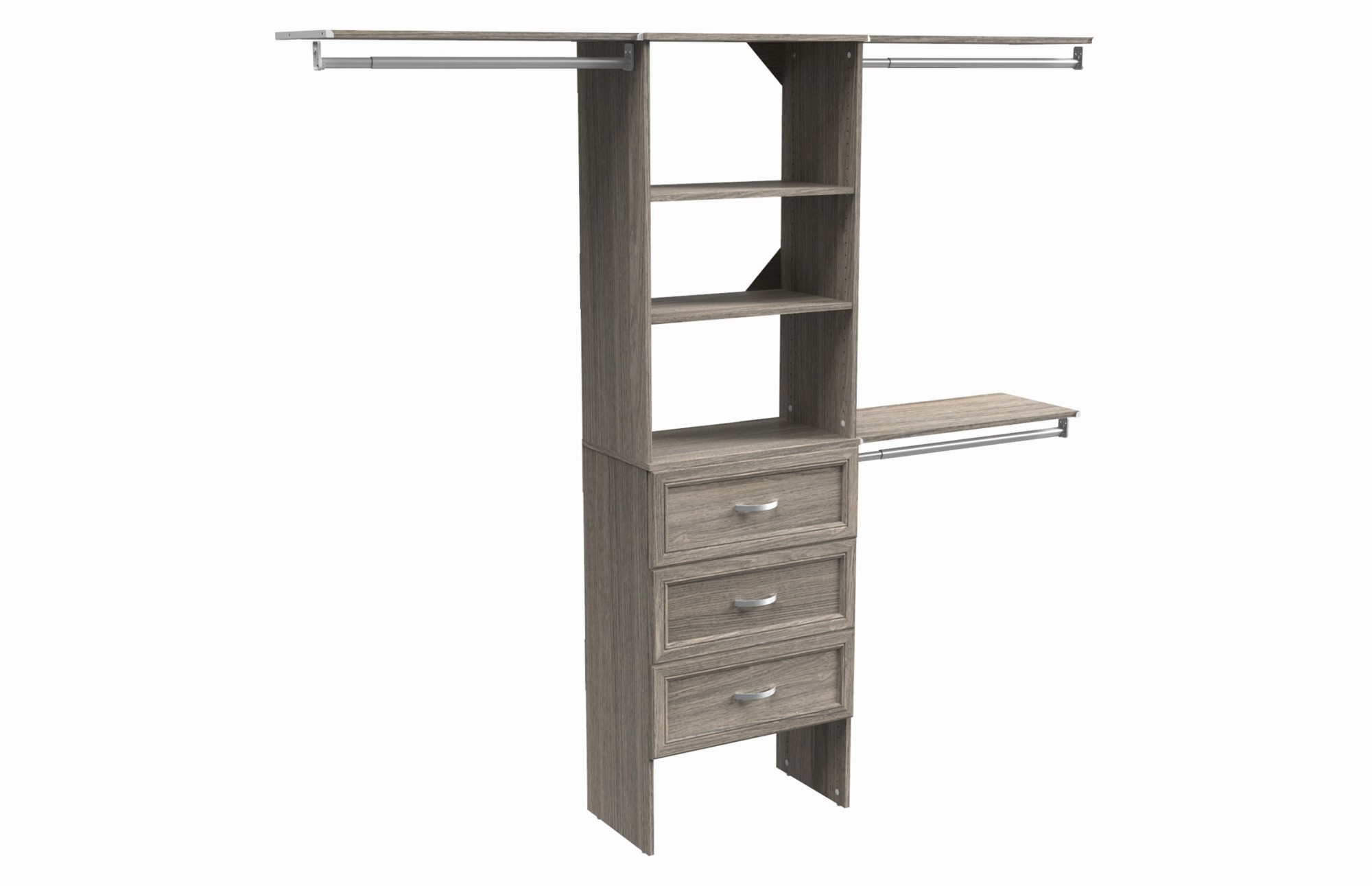 ClosetMaid SS25-COS3DR SuiteSymphony 7 to 10 Foot Wide Closet System Kit with 3 Handle Pull Drawers Graphite Grey Storage and Organization Closet