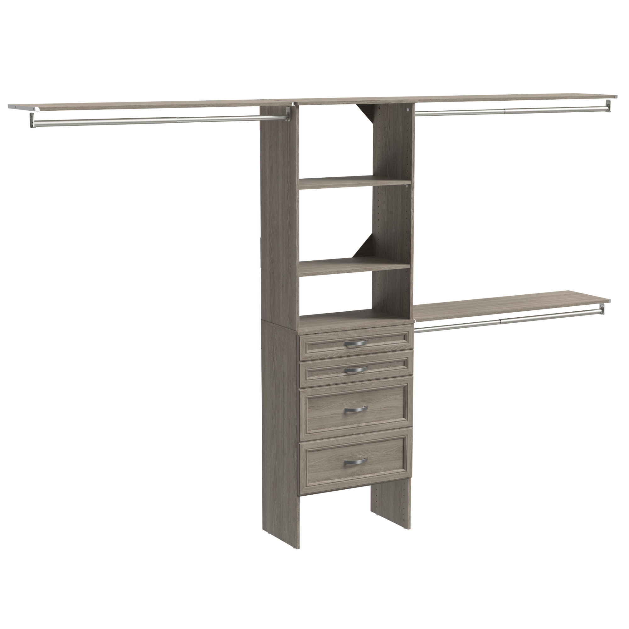 ClosetMaid SS25-COS4DR SuiteSymphony 7 to 10 Ft Wide Closet Organization System with 4 Drawers 3 Shelves and 3 Hanging Rods Graphite Grey Storage