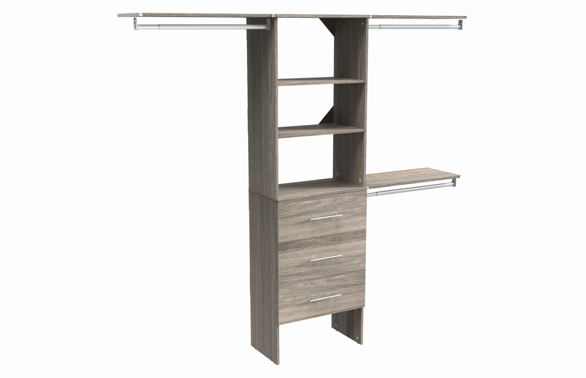 ClosetMaid SS25-COS3DR-M SuiteSymphony 7 to 10 Ft Wide DIY Closet Organizer System with 3 Drawers 3 Shelves and 3 Hanging Rods Graphite Grey Storage