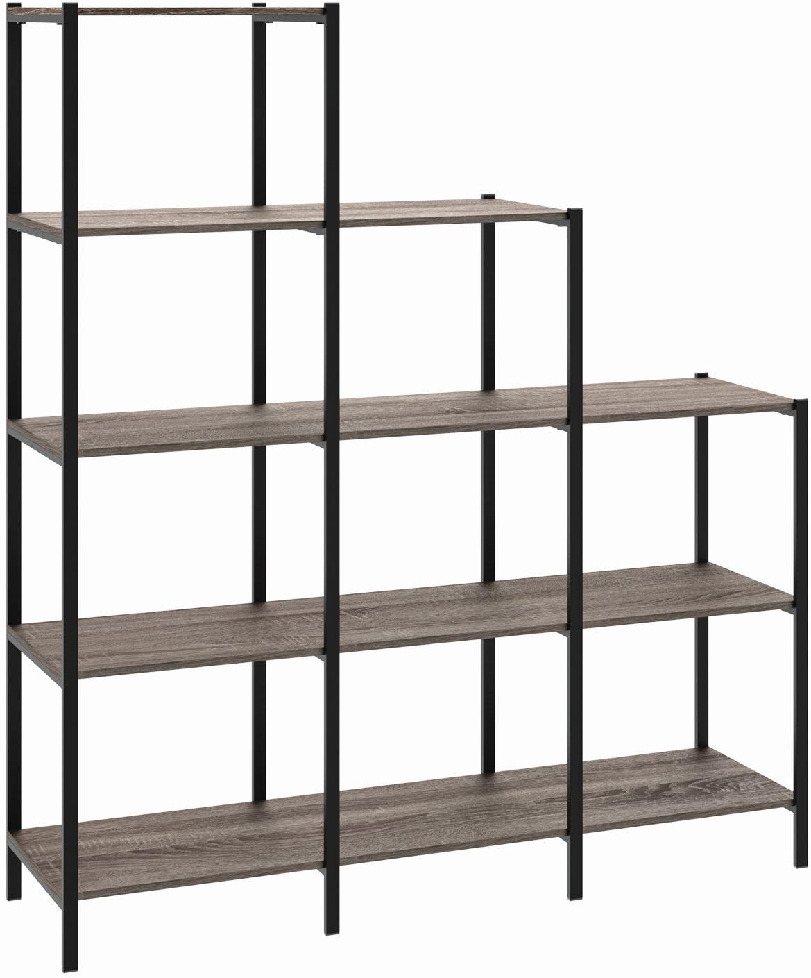 ClosetMaid 10000-02425 5 Tier 46"W x 52"H Steel Framed Decor Display Multi Level Decorative Bookshelf Weathered Gray Storage and Organization Home