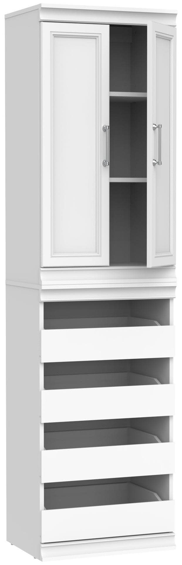 ClosetMaid MS-2116-3S1DR1D Modular Storage 21" Wide Closet System Tower with Upper Cabinet and Lower Drawers White Storage and Organization Closet