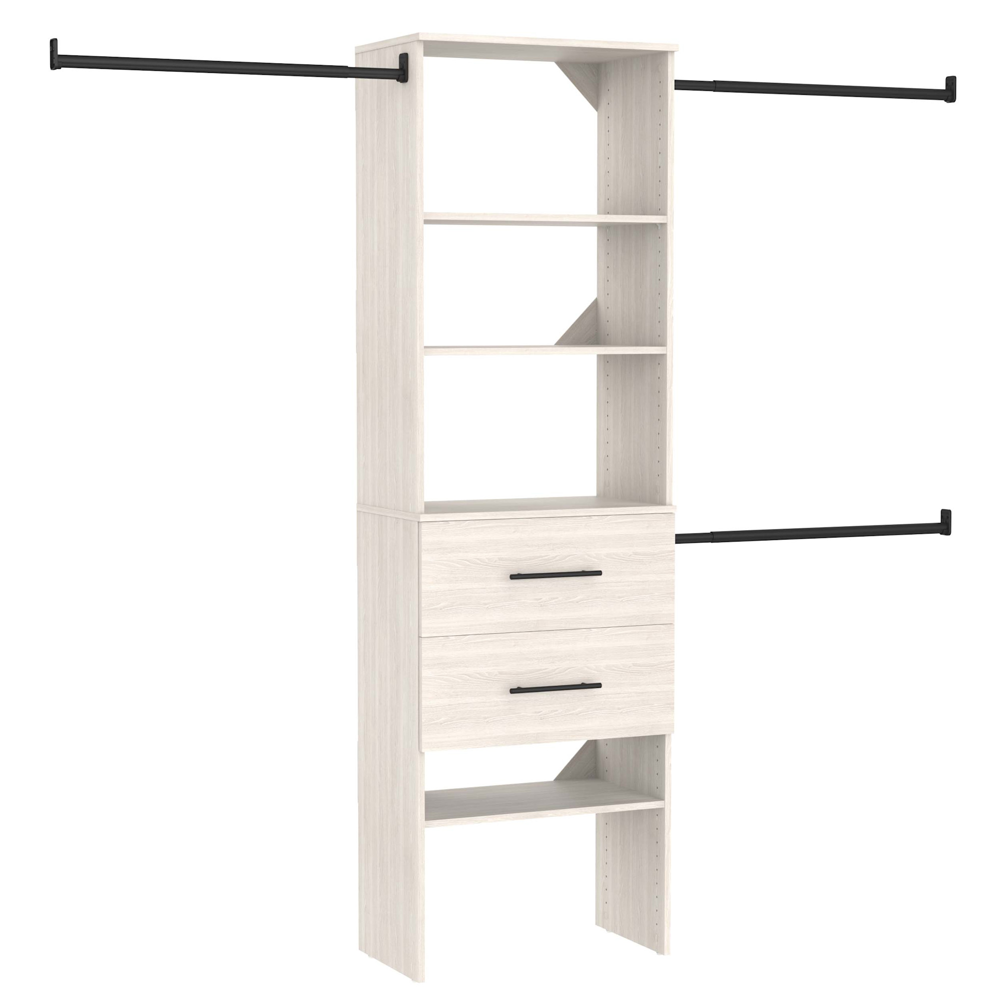 ClosetMaid 10000-05926 SuiteSymphony 5 to 10 Foot Wide Closet System with Rods White Timber Storage and Organization Closet Organizers Shelving Units