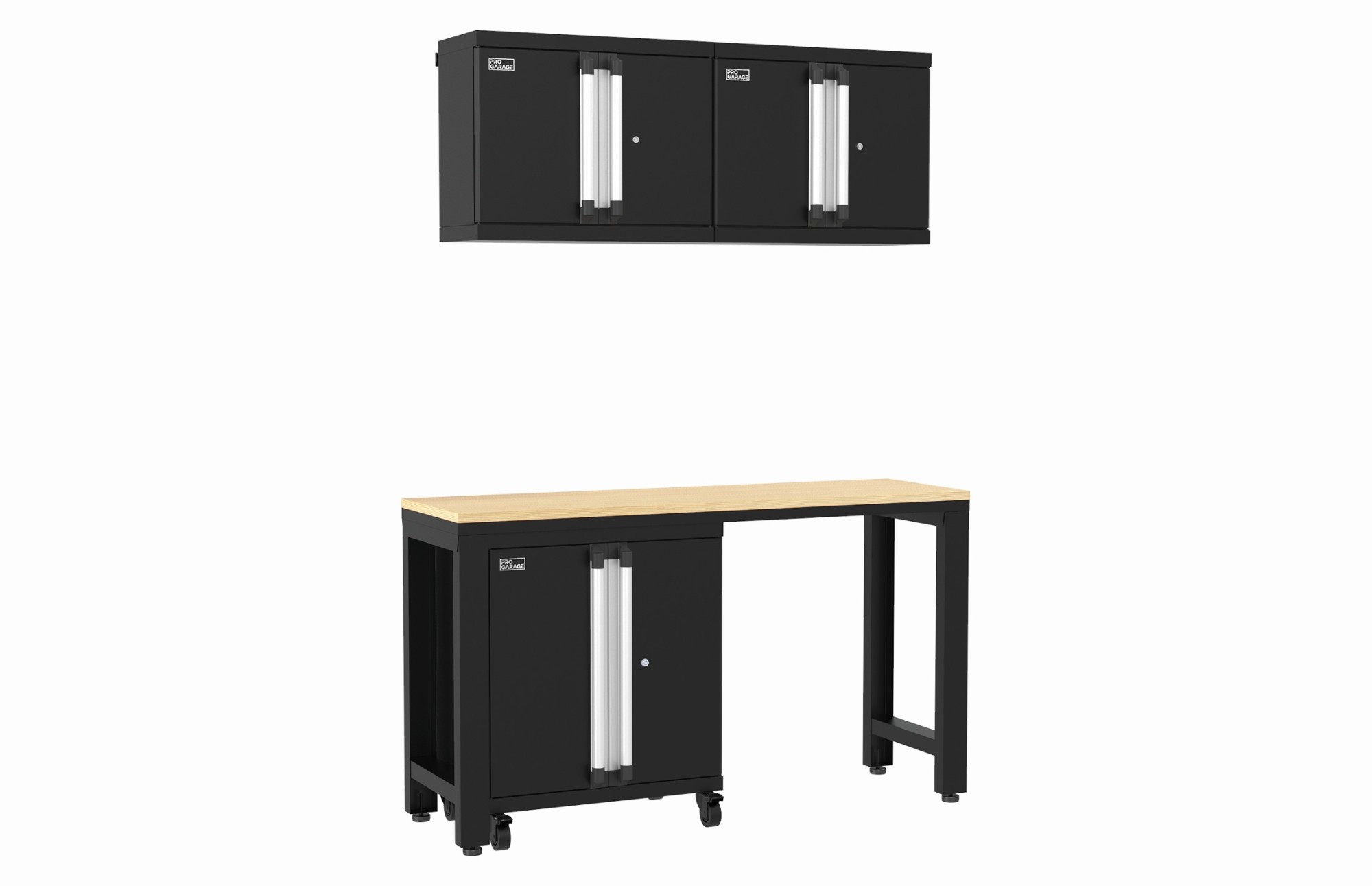 ClosetMaid PG4-6118 ProGarage 4 Piece Steel Garage Workshop Storage Cabinet and Workbench System Black Storage and Organization Garage Organizers