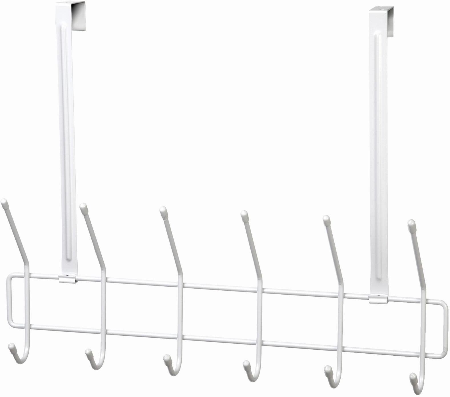 ClosetMaid 122000 Over the Door 19-1/2" Wide Wire Frame Bathroom Hall Entry Bath Towel Hook Rack with 6 Double Hooks White Hooks Utility Hook
