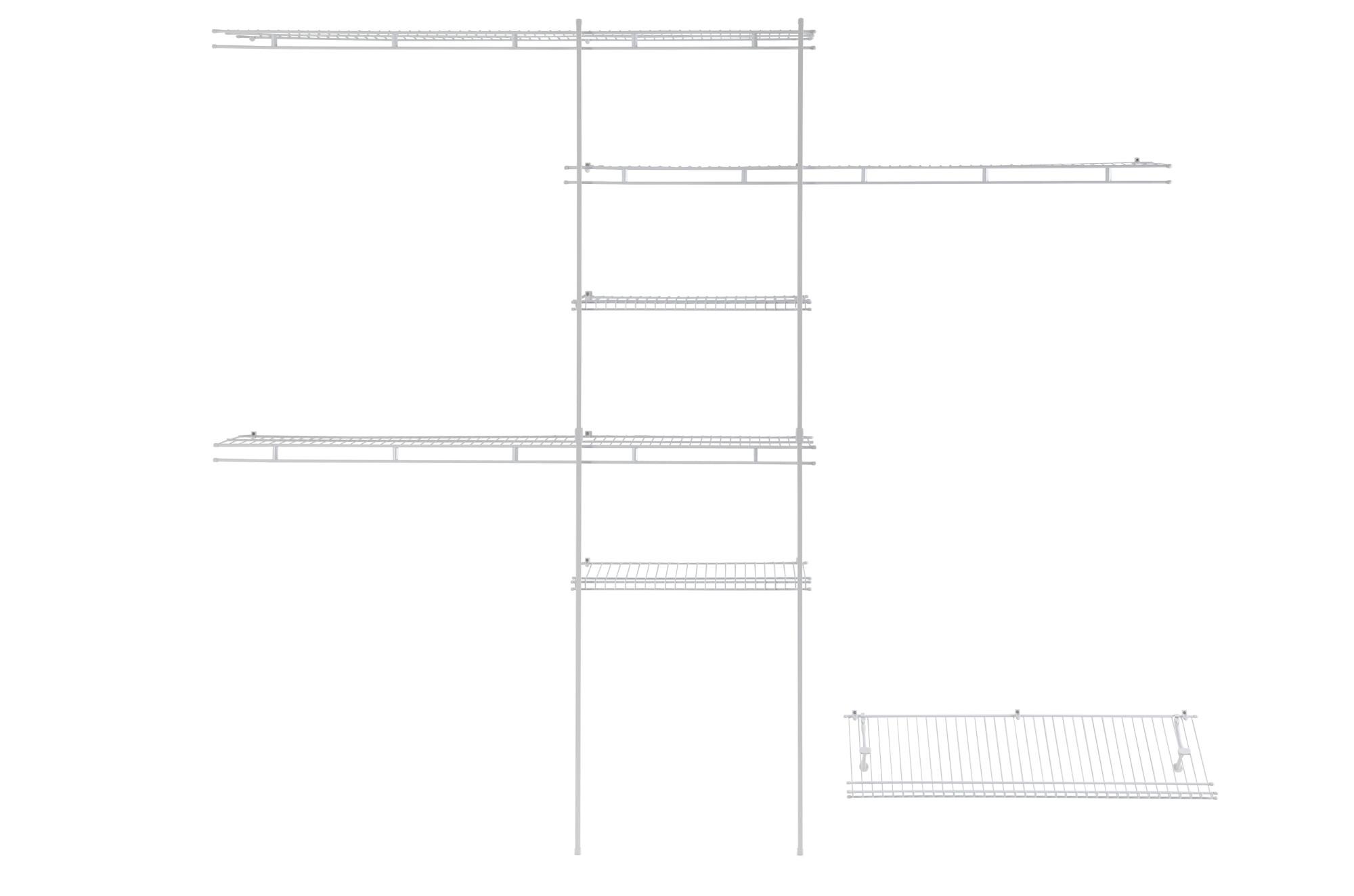 ClosetMaid 160800 Fixed Mount 5 to 8 Foot Wide Closet System Organizer Kit with 6 Shelves White Storage and Organization Closet Organizers Closet