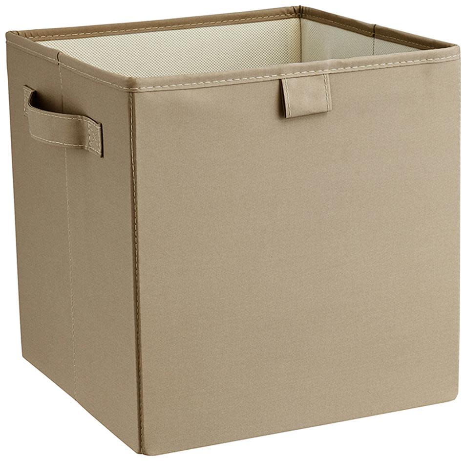 ClosetMaid 1608-BASKET Fabric 10-1/2" x 11"H Home Organizer Drawer Shelf Cube Folding Storage Basket with Handles Taupe Storage and Organization Home