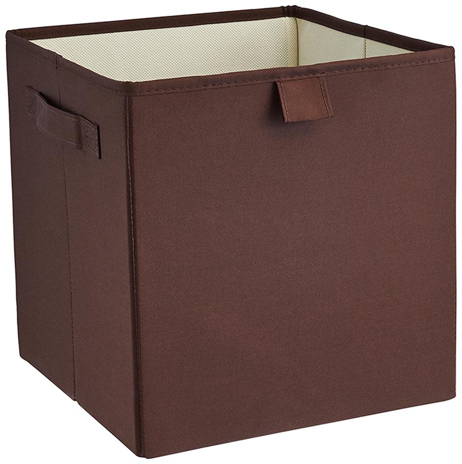 ClosetMaid 1608-BASKET Fabric 10-1/2" x 11"H Home Organizer Drawer Shelf Cube Folding Storage Basket with Handles Coffee Bean Storage and Organization