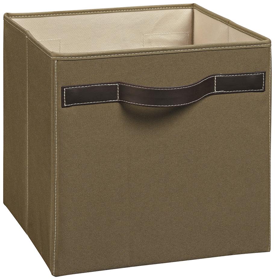 ClosetMaid 181-BASKET Premium Fabric 10-1/2" Cube Home Organizer Decorative Drawer Shelf Storage Basket with Stitched Handle Rustic Bronze Storage and