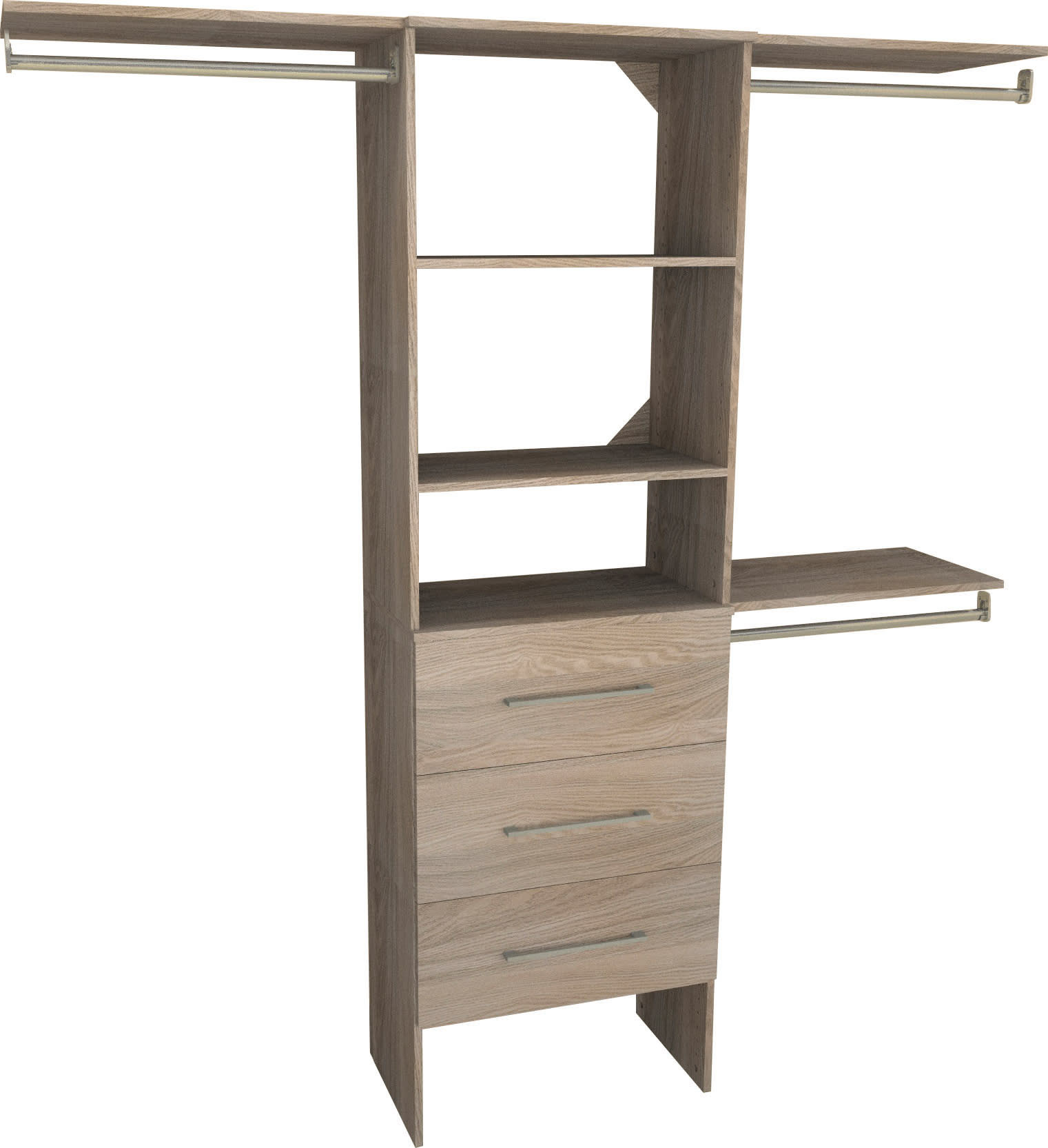 ClosetMaid SS25-COS3DR-M SuiteSymphony 7 to 10 Ft Wide DIY Closet Organizer System with 3 Drawers 3 Shelves and 3 Hanging Rods Natural Gray Storage