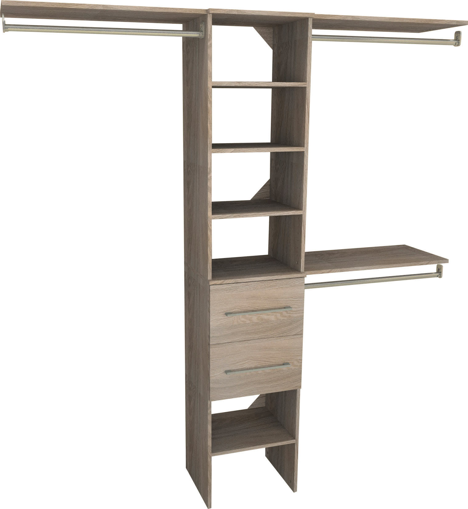 ClosetMaid SS16-COS2DR-M SuiteSymphony 6 to 9 Foot Wide Closet Organizer Tower System with 2 Modern Style Drawers Natural Gray Storage and