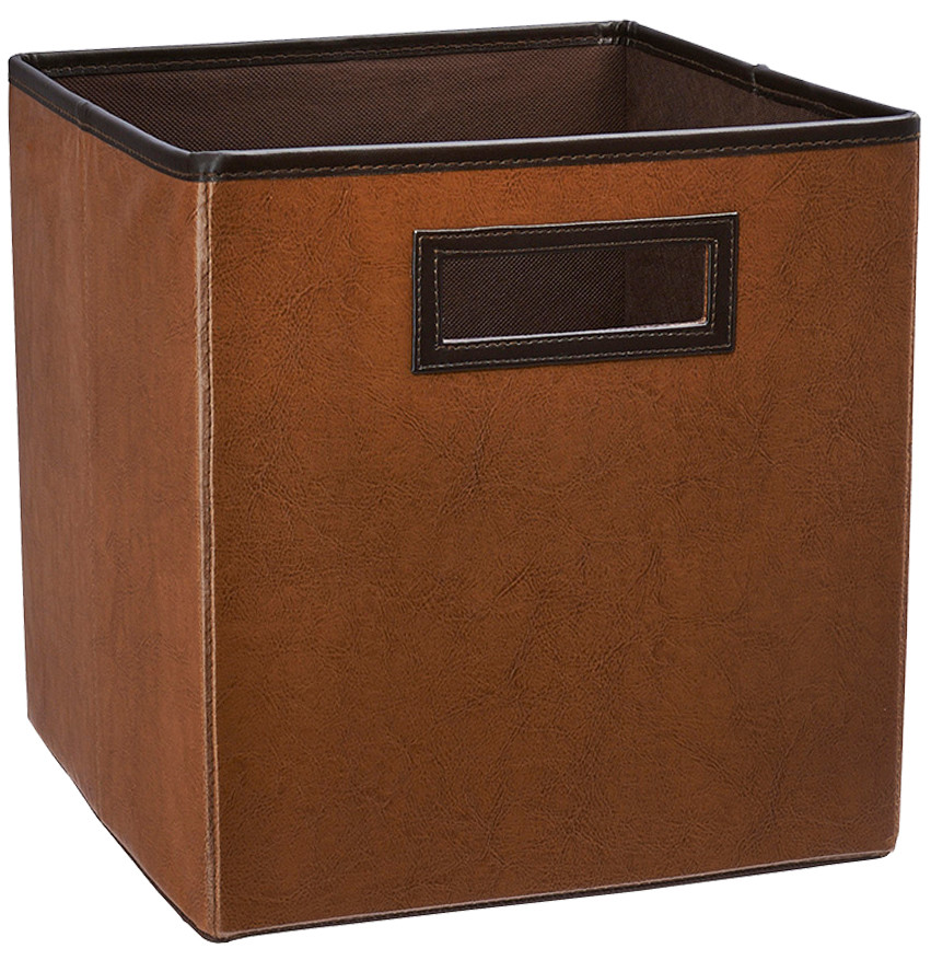 ClosetMaid 113-BASKET Fabric 10-1/2"W Home Organizer Shelf Drawer Cubby Cube Storage Basket with Handle Cutout Cinnamon Brown Storage and Organization