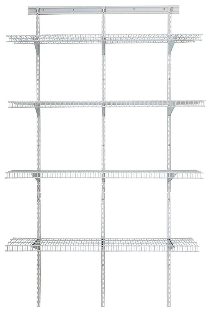 ClosetMaid ST-4816-ASK ShelfTrack 80" H x 48" W x 17" D Wall Mount Adjustable Steel Wire Vinyl Coated 4 Shelf Pantry Laundry Closet Storage Organizer