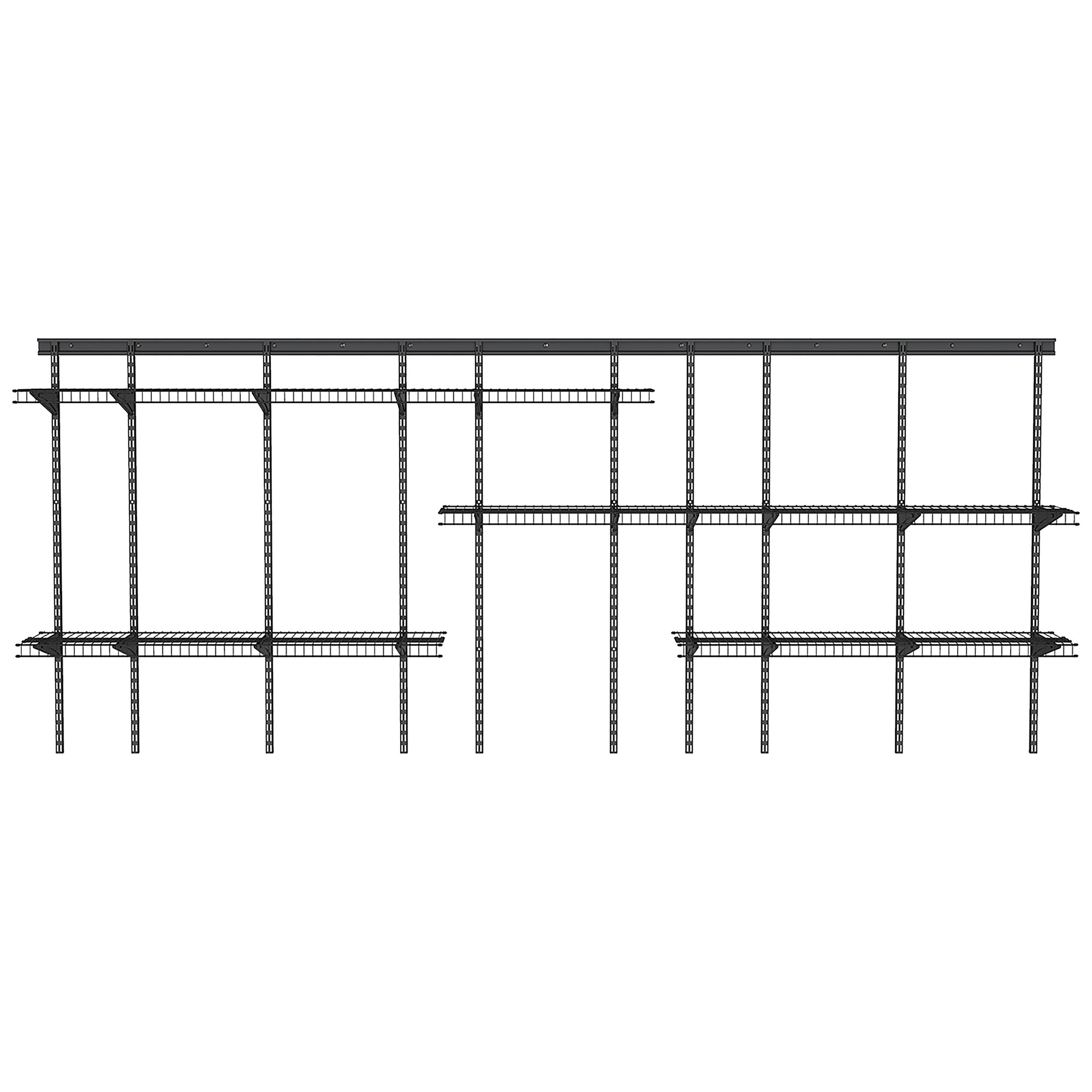 ClosetMaid ML-15216 MaxLoad ShelfTrack Adjustable 4 to 12 Foot Wide Garage Storage Organization System with 4 Shelves Black Storage and Organization