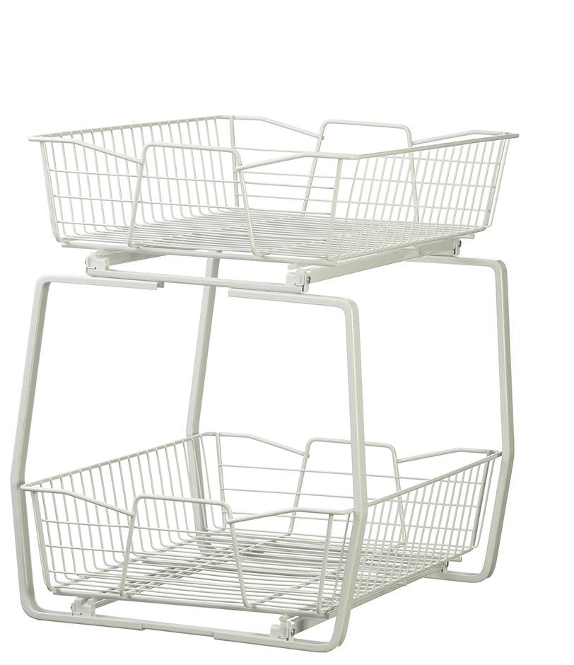 ClosetMaid 2T-KCPO-1814 18" H x 14" W 2 Tier Kitchen Cabinet Pull Out Bottom Mount Basket Organizer White Storage and Organization Cabinet and Kitchen