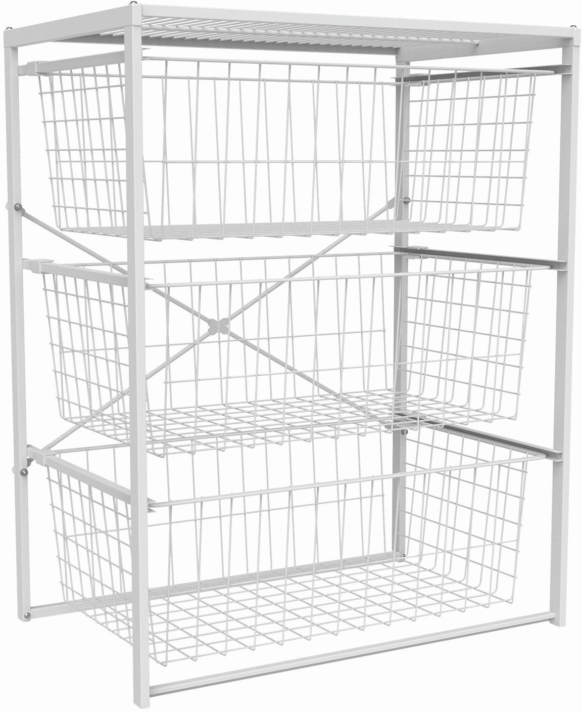 ClosetMaid 432600 Freestanding 21-1/2"W 3 Drawer Wire Basket Closet System Organizer with Pull Out Baskets White Storage and Organization Closet