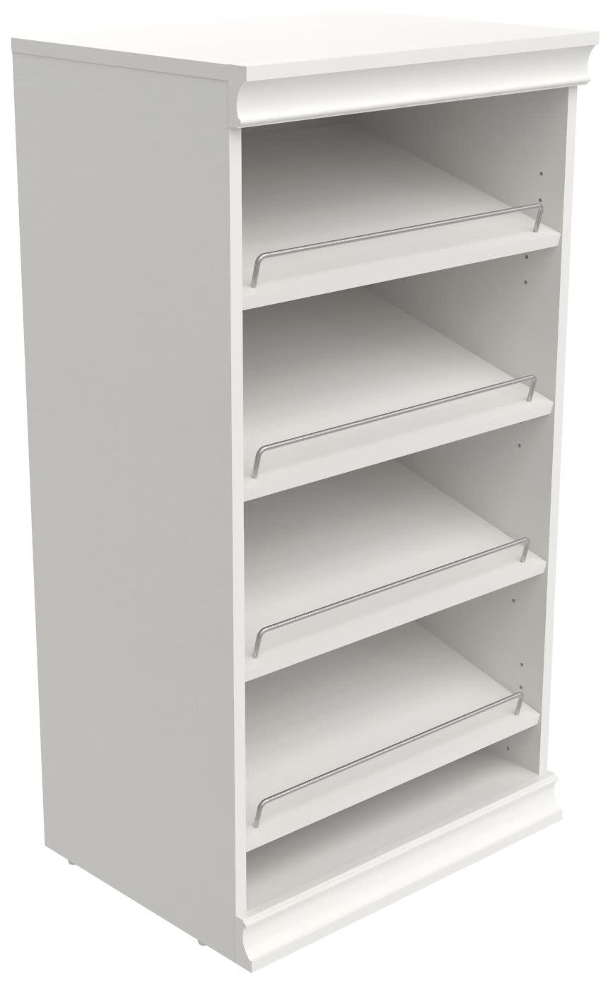 ClosetMaid 21MC-SS Modular 21-1/2"W Adjustable 4 Shelf Closet System Shoe Rack Organizer Unit with Rails White Storage and Organization Closet
