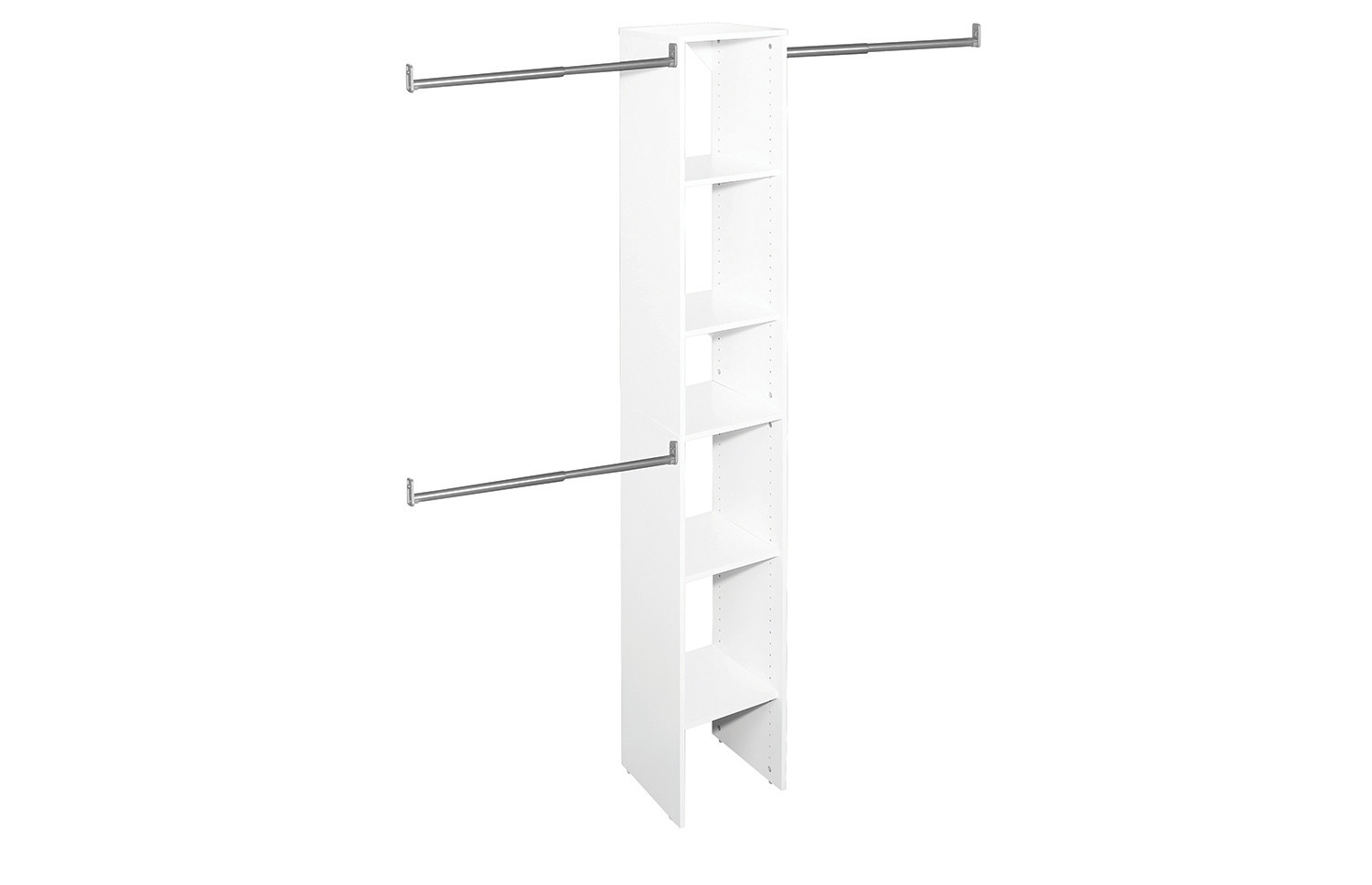 ClosetMaid 486700 SuiteSymphony 12"W 5 Shelf Closet Organizer Kit with 3 Hanging Rods for 6 to 9 Foot Wide Closets Pure White Storage and Organization