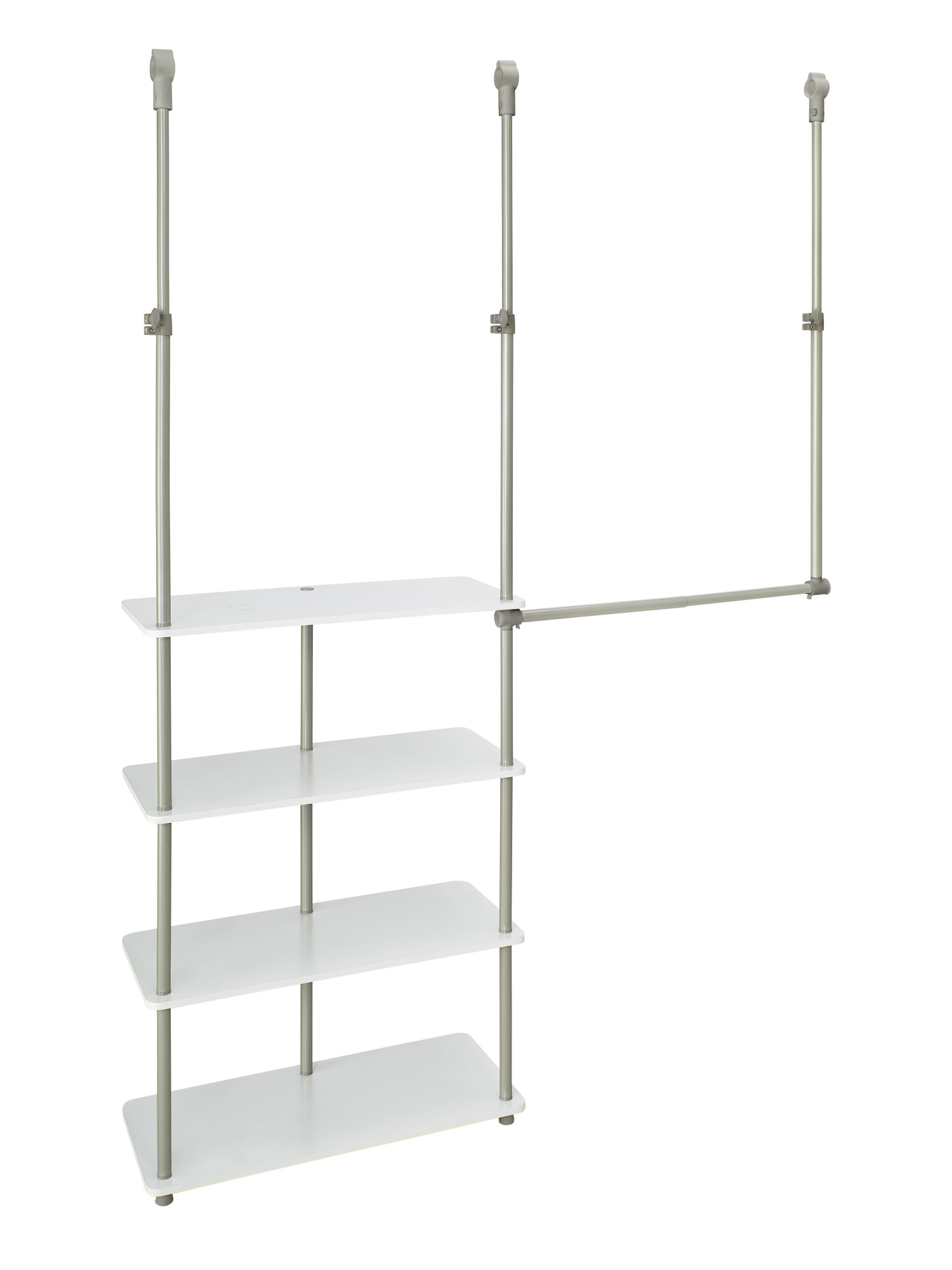 ClosetMaid 5530000 Closet Maximizer 42" to 52-5/16" Wide Closet System Kit with 4 Shelves and Hanging Rod White Storage and Organization Closet
