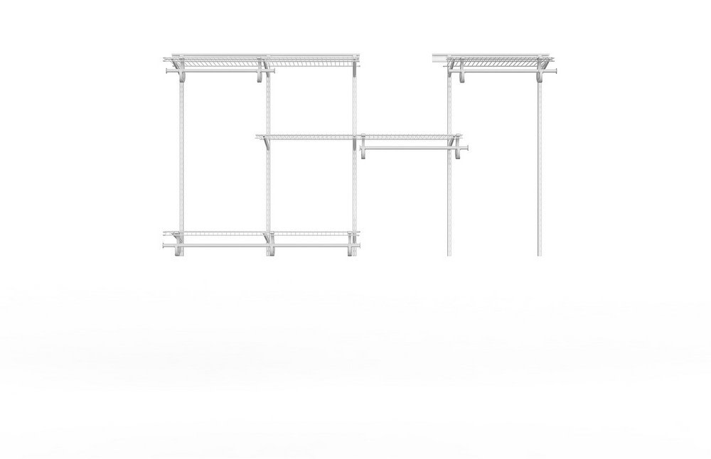 ClosetMaid 880900 ShelfTrack 5 to 8 Foot Wide Upper Closet Organizer System with 4 Shelves and 5 Hanging Tracks White Storage and Organization Closet