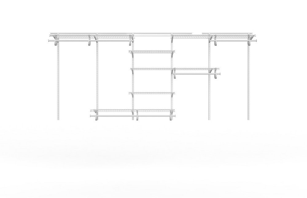 ClosetMaid 881000 ShelfTrack 7 to 10 Foot Wide Upper Closet Organizer System with 6 Shelves and 4 Hanging Rods White Storage and Organization Closet
