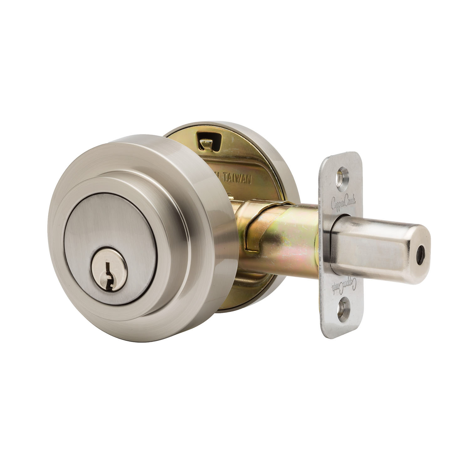 Photos - Door Lock Creek Copper  DBR2410 Mid Century Modern Keyed Entry Single Cylinder Deadbolt with Round Rosette from the DB2400 Series Satin 