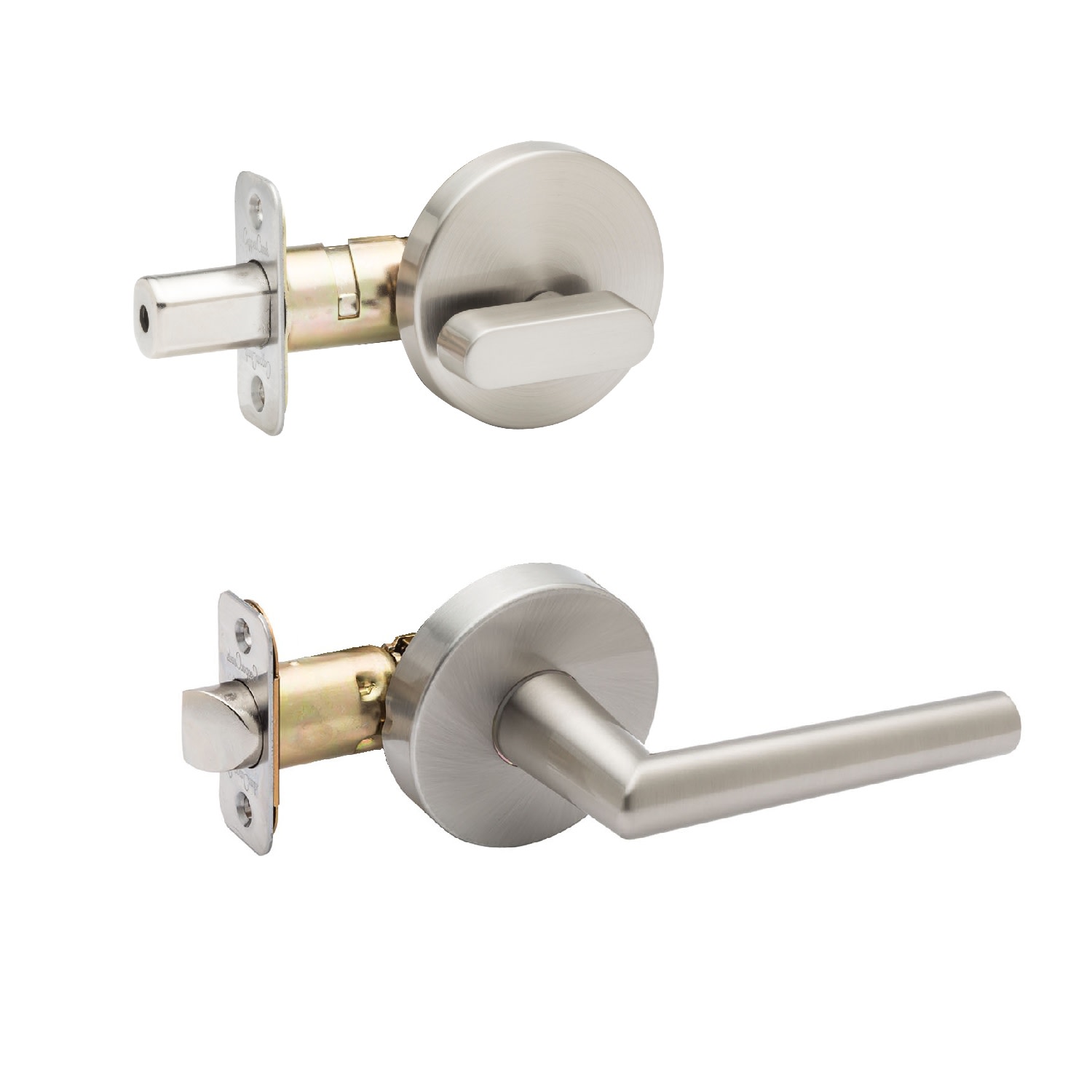 Photos - Door Handle Creek Copper  ML2810 Mid Century Modern Keyed Entry Single Cylinder Handleset Interior Pack with Modern Lever Satin Stainless 
