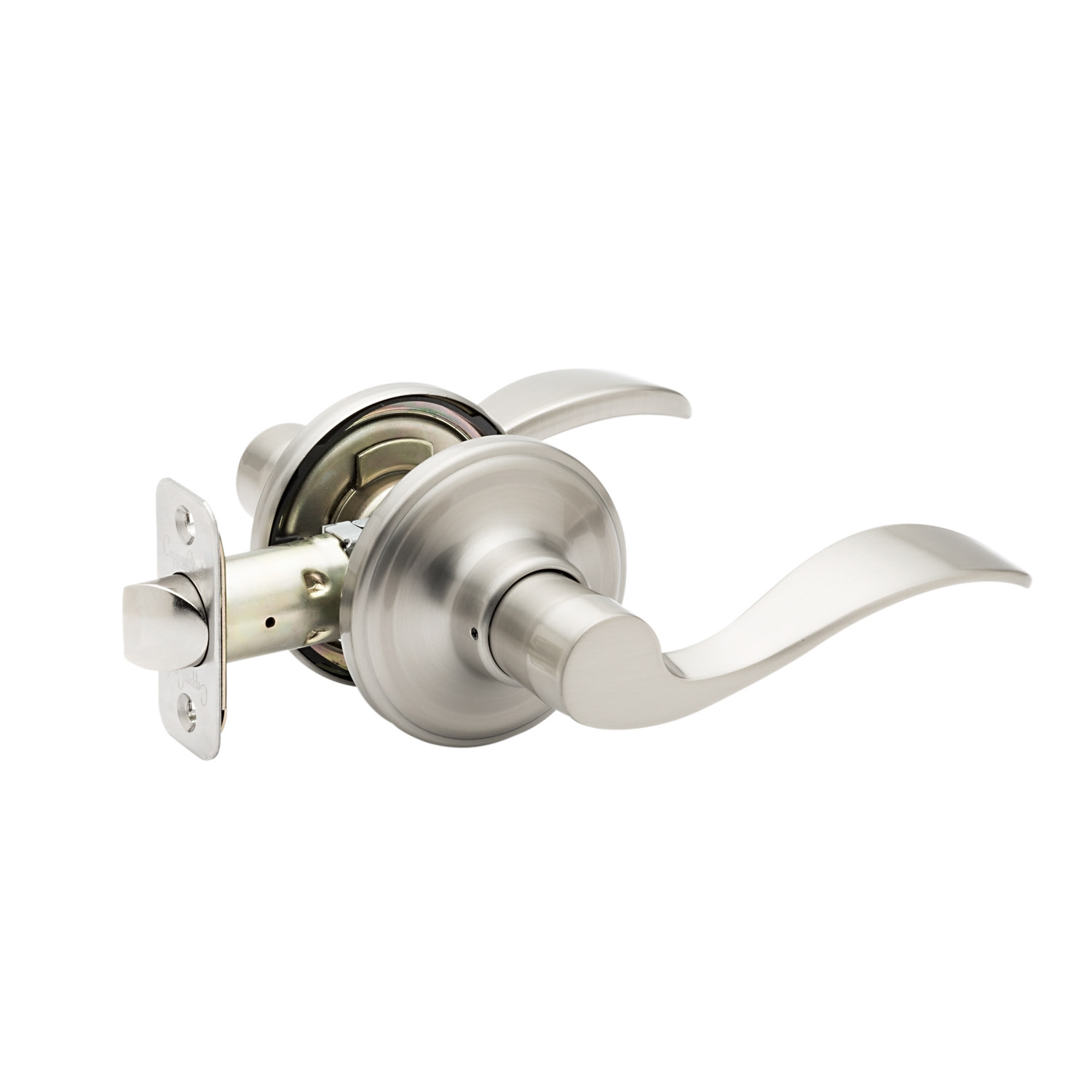 Photos - Door Handle Creek Copper WL2220 Colonial Passage Door Lever Set with Waverlie Lever and Round Rose Satin Stainless Door Hardware Door Le