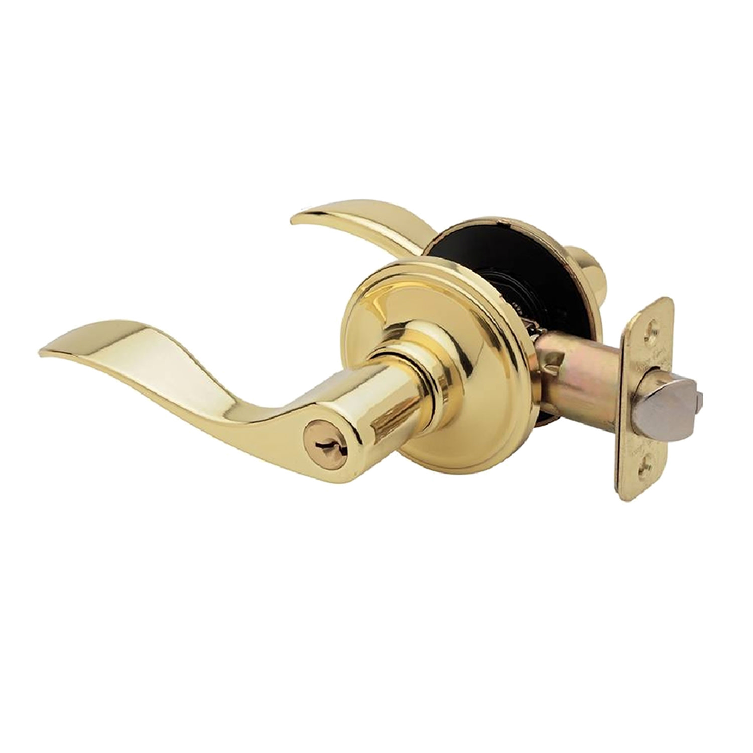Photos - Door Handle Creek Copper  WL2240 Waverlie Single Cylinder Keyed Entry Lever Set with Round Rose Polished Brass Door Hardware Door Levers 