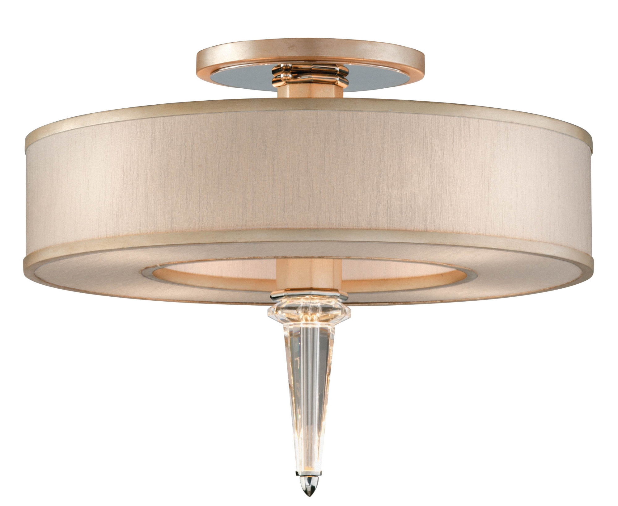 Photos - Chandelier / Lamp Corbett Lighting 166-34 Harlow 4 Light 20" Wide Semi Flush Ceiling Fixture with Fabric Shade Tranquility Silver Leaf Indoor 