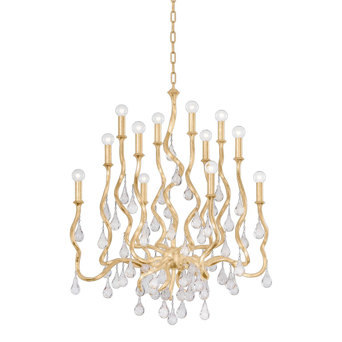 Photos - Chandelier / Lamp Corbett Lighting 414-34 Aveline 12 Light 34" Wide Crystal Candle Style Chandelier Gold Leaf Indoor Lighting Chandeliers 414 