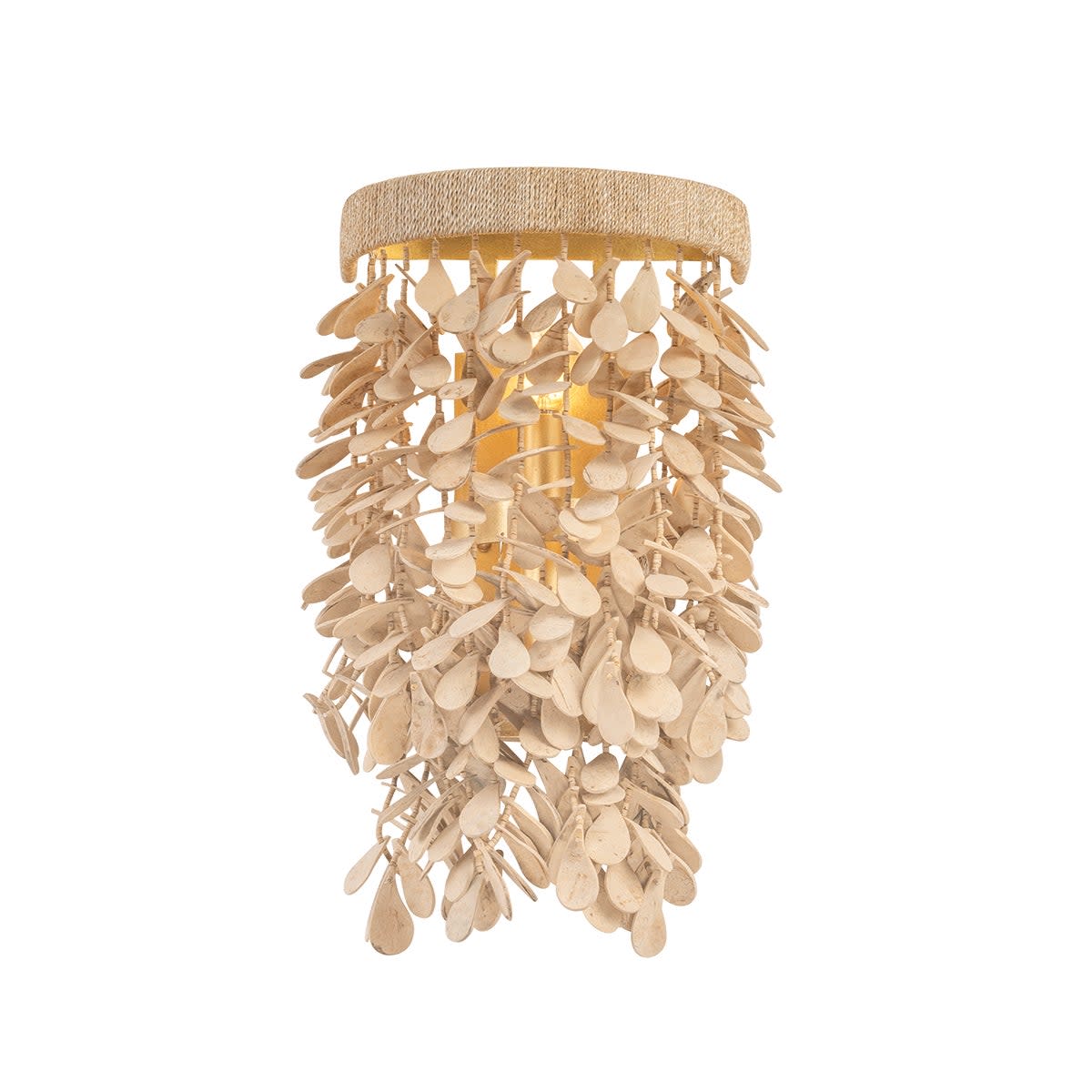 Photos - Chandelier / Lamp Corbett Lighting 552-02 Naxos 2 Light 17" Tall Wall Sconce with Hanging Coco Shells Vintage Gold Leaf Indoor Lighting Wall S 