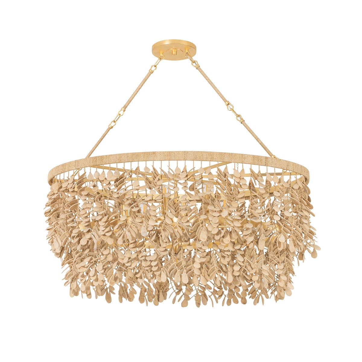 Photos - Chandelier / Lamp Corbett Lighting 552-09 Naxos 9 Light 20" Wide Waterfall Chandelier with Hanging Coco Shells Vintage Gold Leaf Indoor Lighti 
