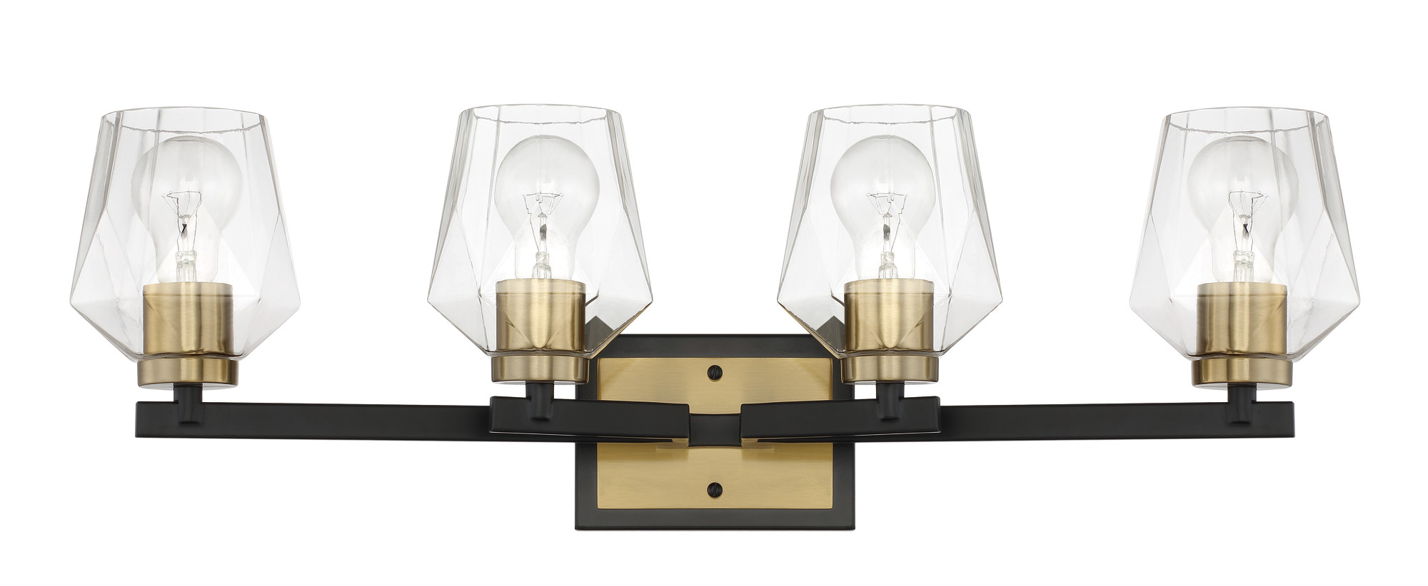 Photos - Chandelier / Lamp Avante Craftmade 56904  Grand 4 Light 28" Wide Vanity Light Flat Black / Satin Brass Indoor Lighting Bathroom Fixtures Vanity 