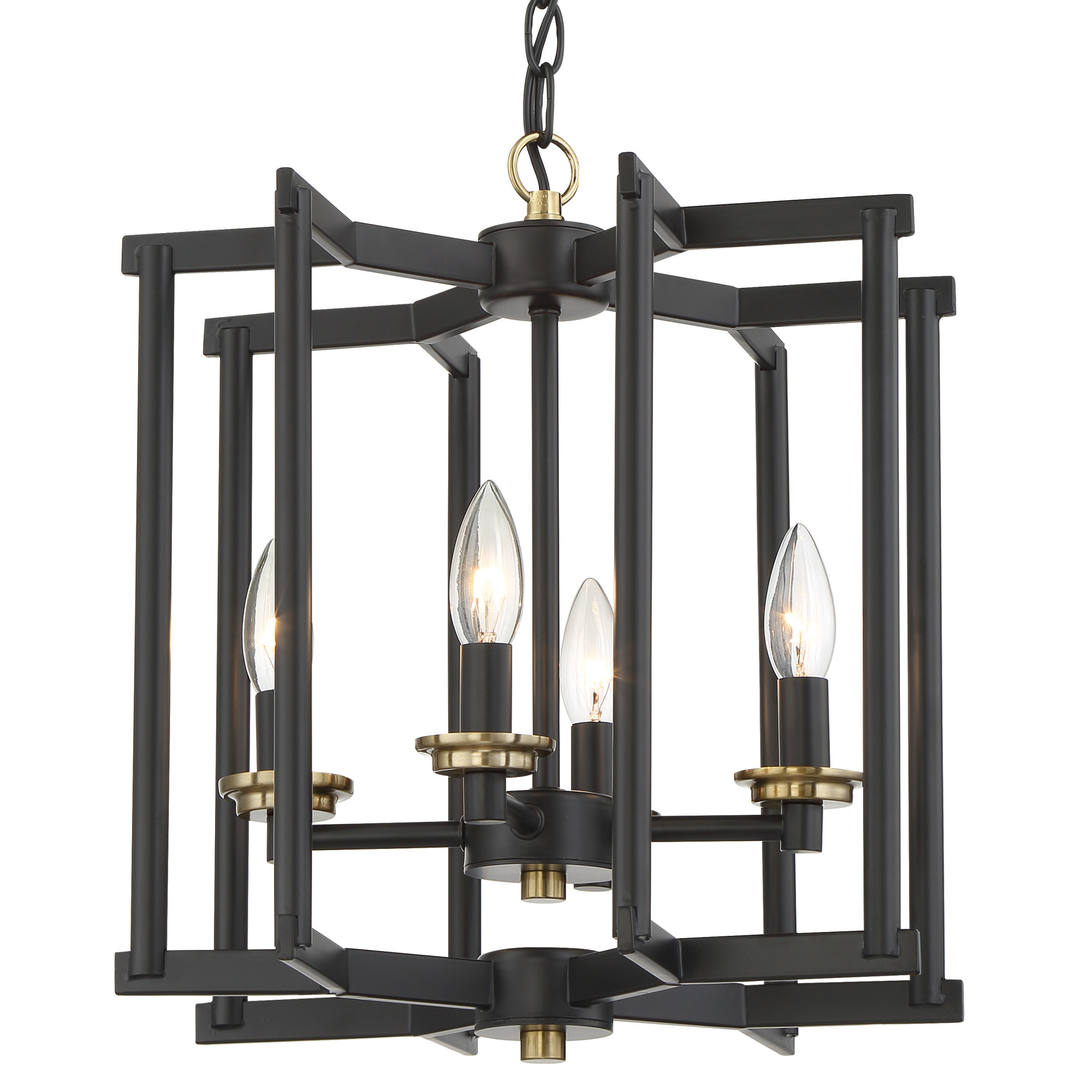 Photos - Chandelier / Lamp Craftmade 56934 Avante Grand 4 Light 14" Wide Taper Candle Style Chandelier Flat Black / Satin Brass Indoor Lighting Chandel