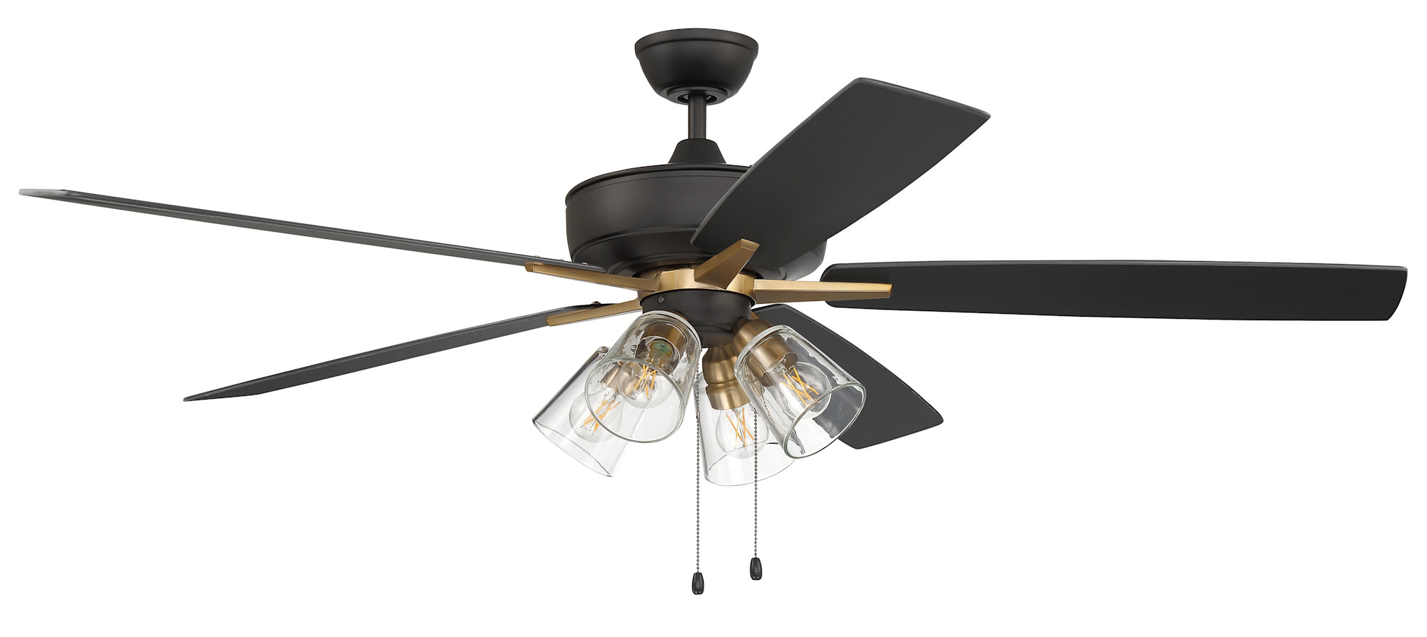 Photos - Fan Blade Craftmade S1045-60BWNFB Super Pro 60" 5  Indoor LED Ceiling  Flat Black / Satin Brass s Ceiling s Indoor Ceili 