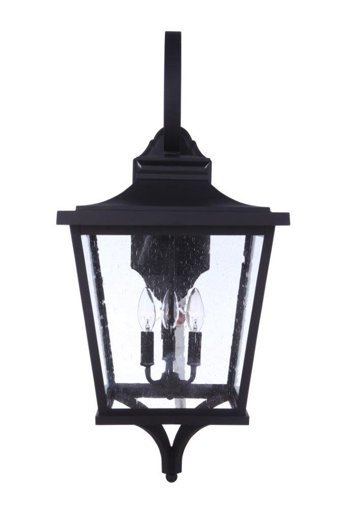 Photos - Floodlight / Street Light Craftmade ZA2934 Tillman 3 Light 31" Tall Outdoor Wall Sconce with Clear Seedy Glass Shade Matte Black Outdoor Lighting Wall