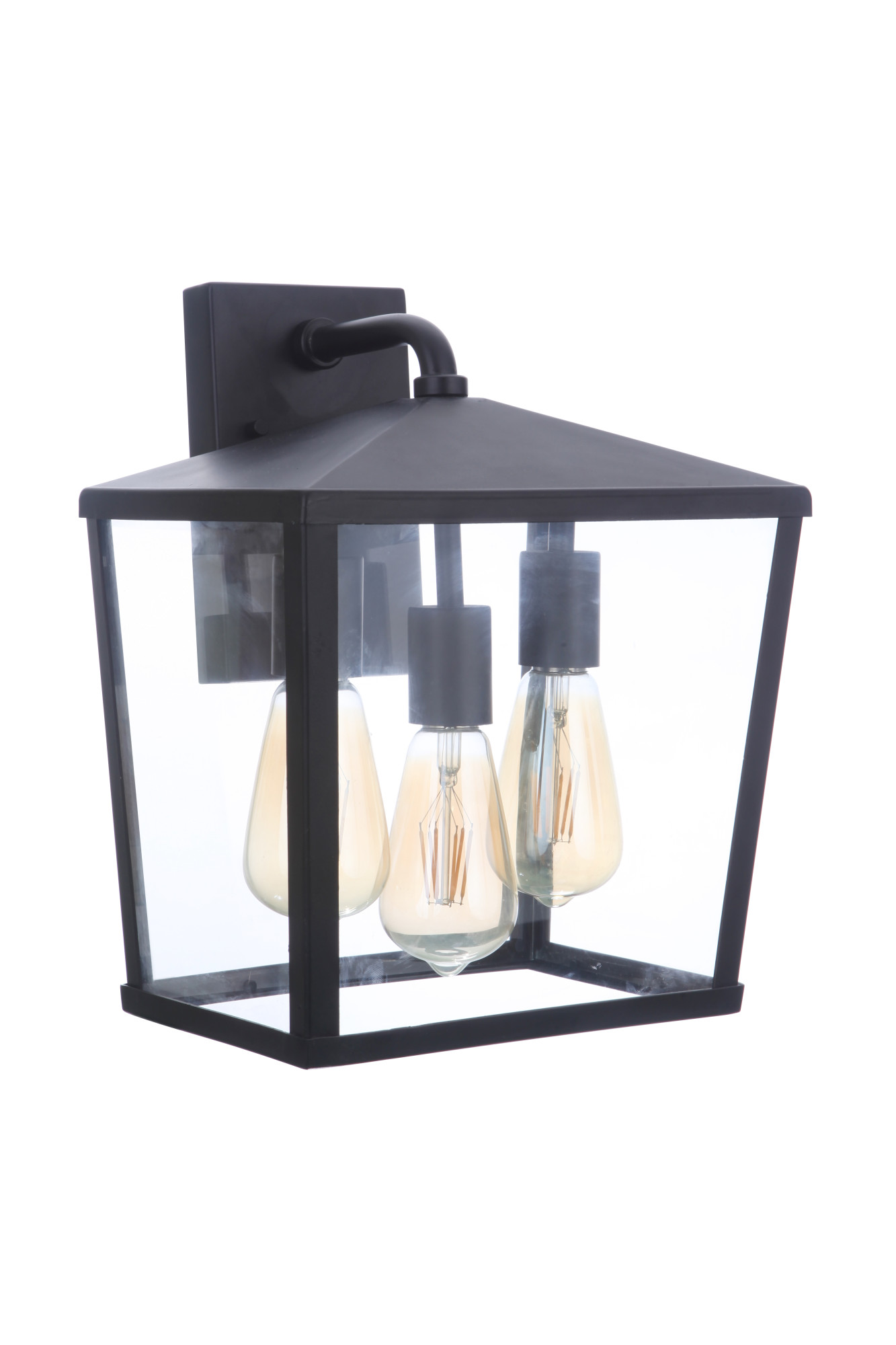 Photos - Floodlight / Street Light Craftmade ZA4624 Olsen 3 Light 14" Tall Outdoor Wall Sconce with Clear Glass Shade Midnight Outdoor Lighting Wall Sconces ZA